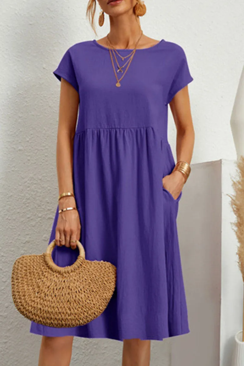 Claire | Sommerkleid Damen Patchwork – Baumwolle und Leinen