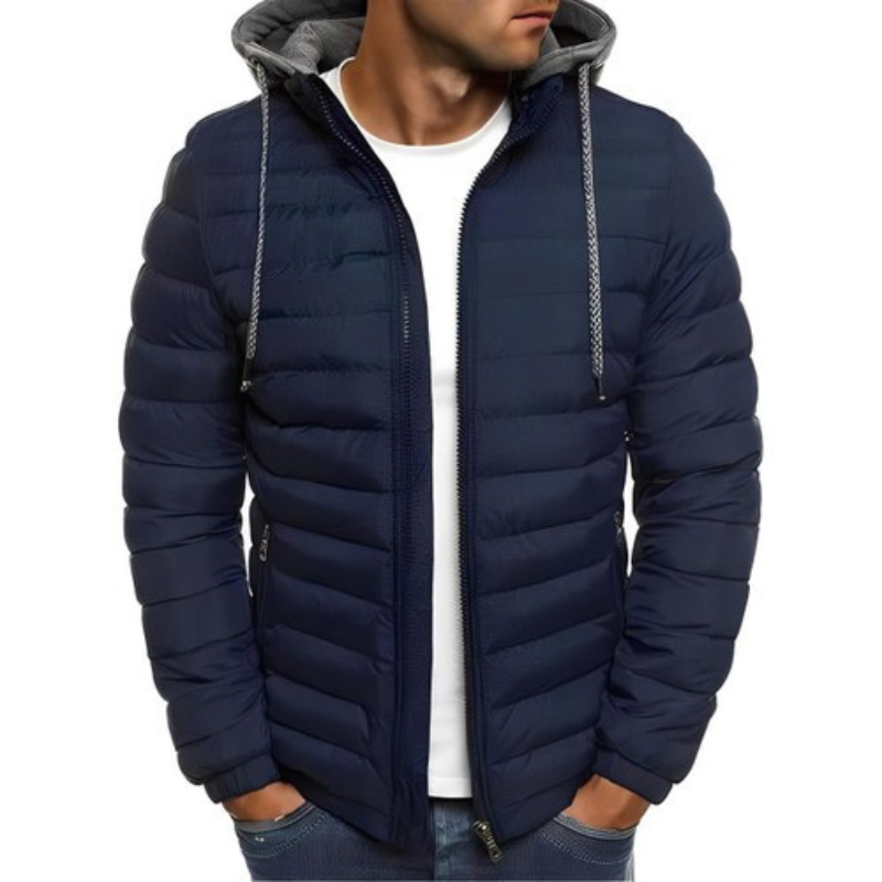 Steppjacke Herren | Einfarbig mit Kapuze