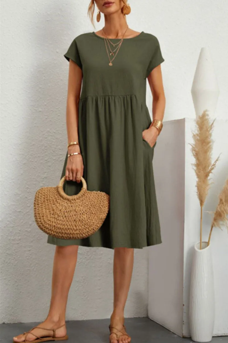 Claire | Sommerkleid Damen Patchwork – Baumwolle und Leinen