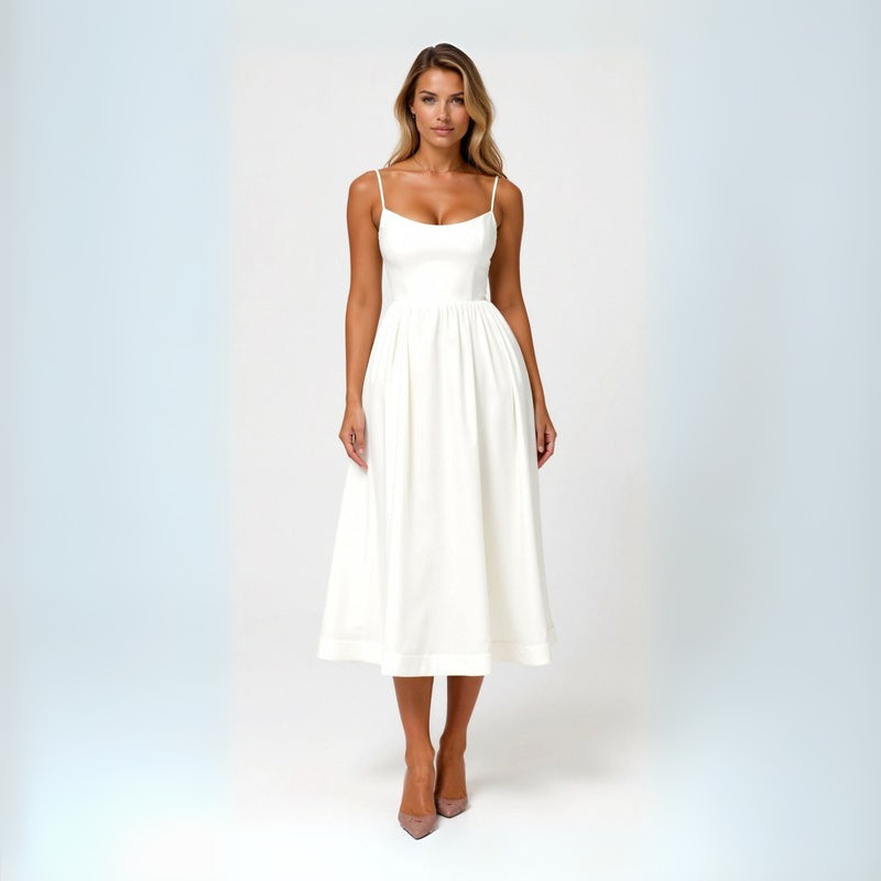 Yuvina | Damen Weißes Kleider | Maxi