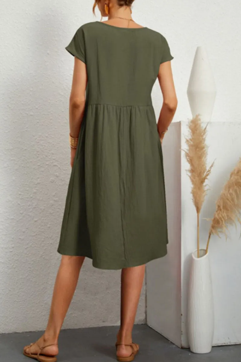 Claire | Sommerkleid Damen Patchwork – Baumwolle und Leinen