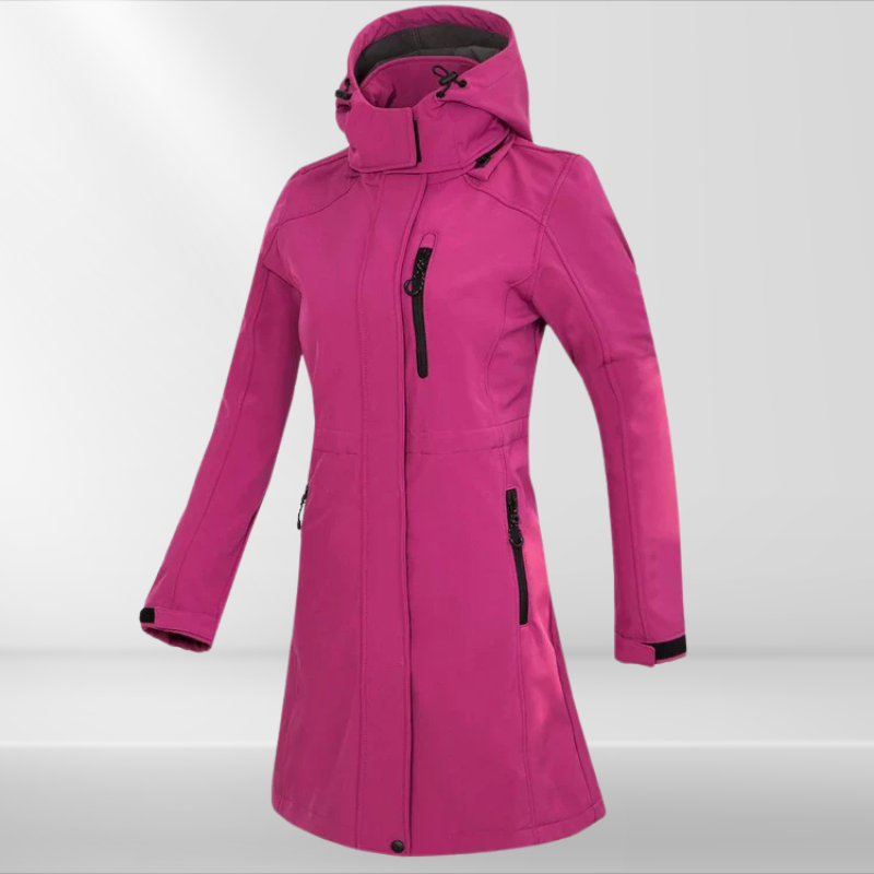 Storm | Frauen Wasserdichte Lange Softshell Outdoor-Wanderjacke mit Polar-Fleece-Futter