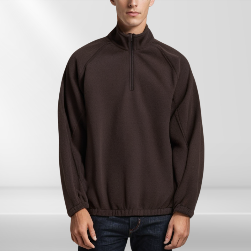 Calm | Loose-Fit-Sweatshirt für Männer mit halbem Reißverschluss und hohem Kragen