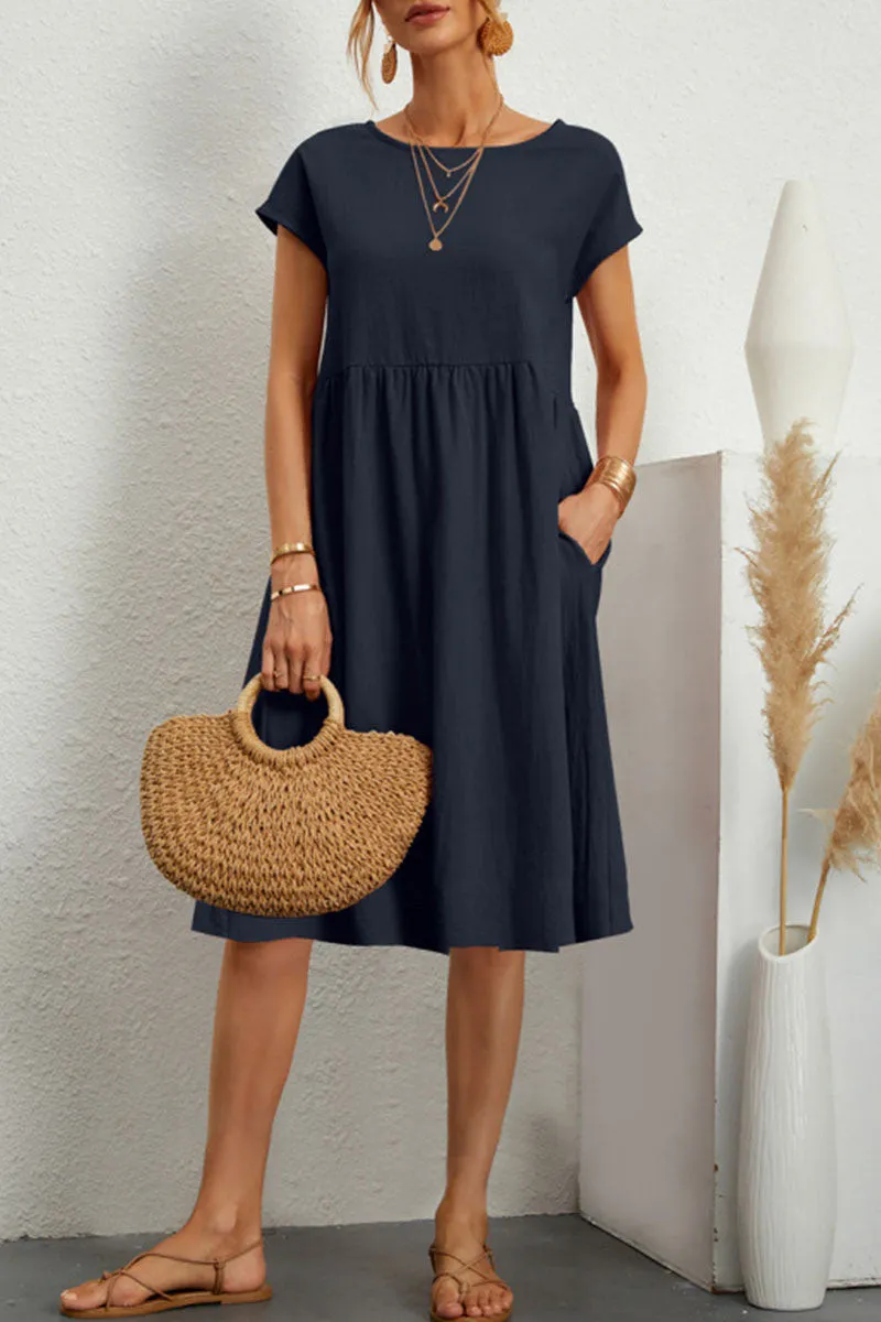 Claire | Sommerkleid Damen Patchwork – Baumwolle und Leinen