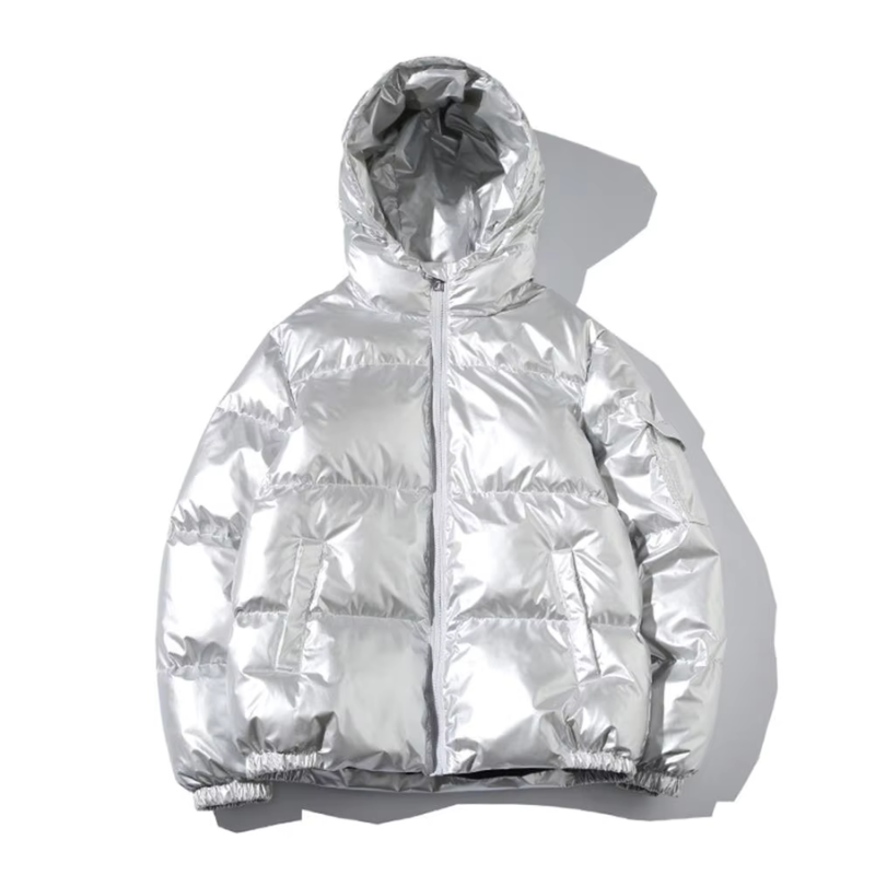 Metallische Winterjacke Winddicht | Pufferjacke