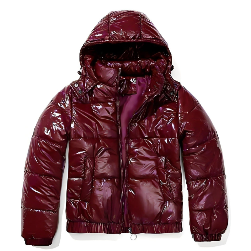 Damen Pufferjacke | Bordeaux Daunenjacke Mit Kapuze