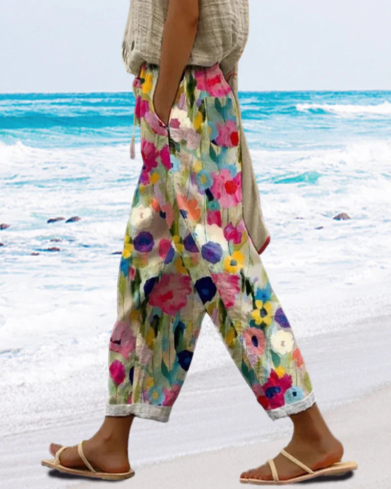 Isabelle | Leichte Sommerhosen Damen mit Blumenmuster