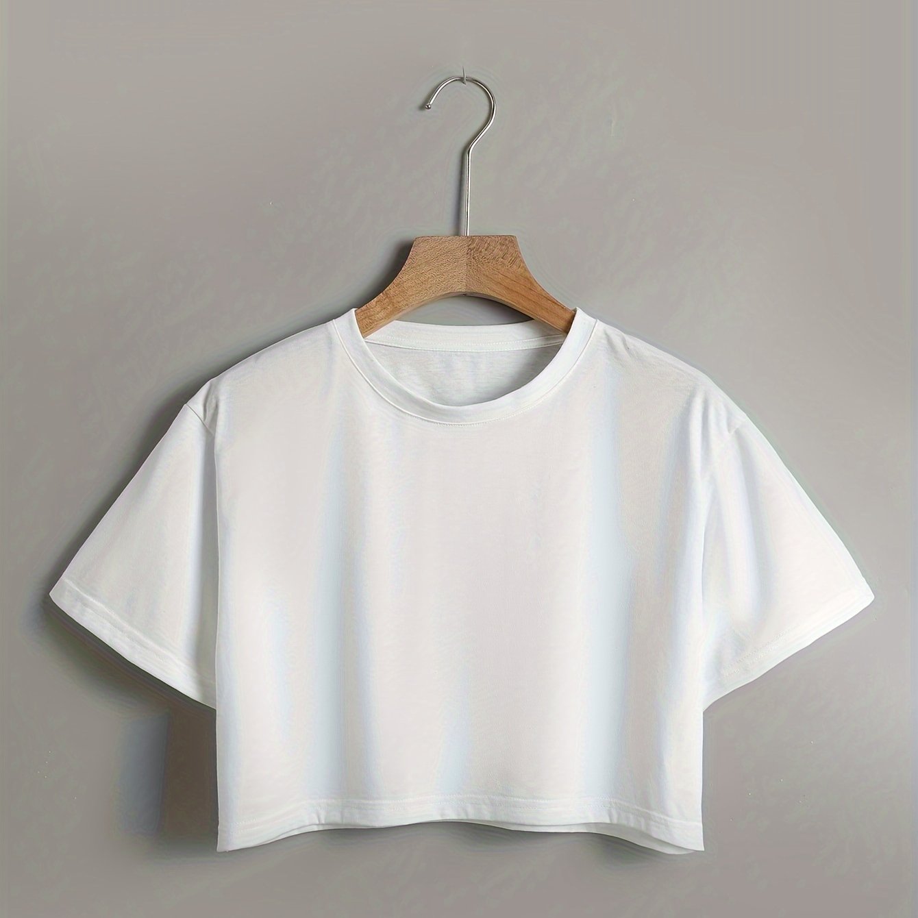 Juliet | Weißes Crop Top für Damen mit kurzen Ärmeln - Rundhalsausschnitt