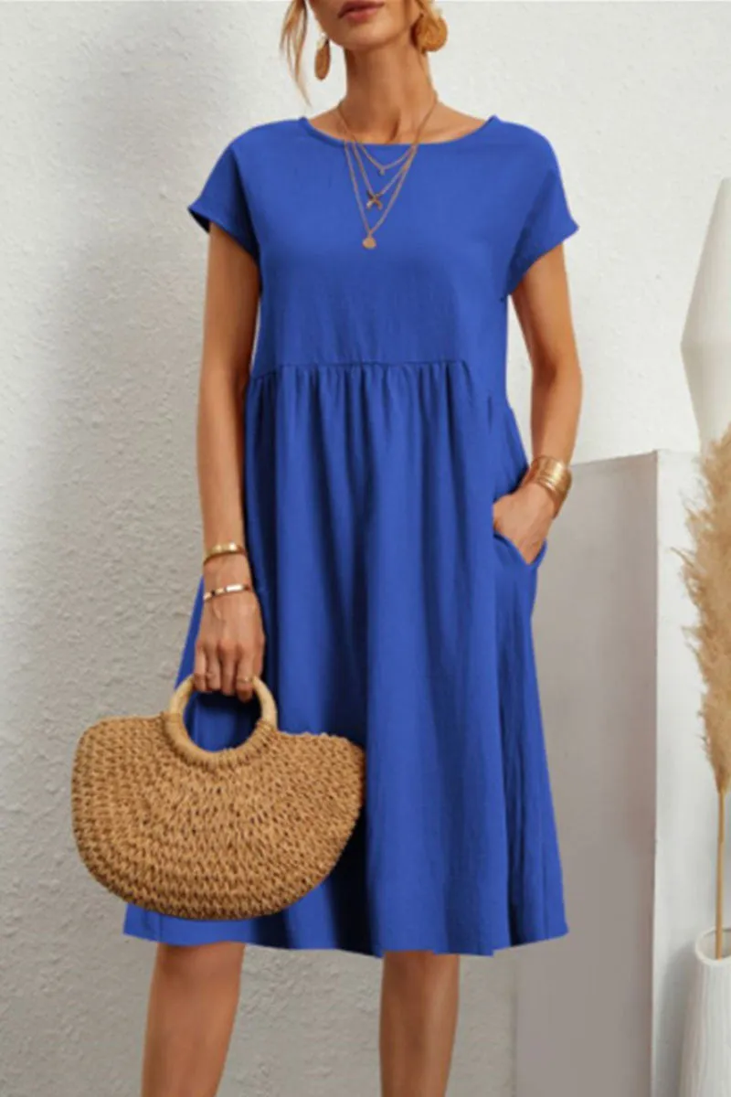 Claire | Sommerkleid Damen Patchwork – Baumwolle und Leinen
