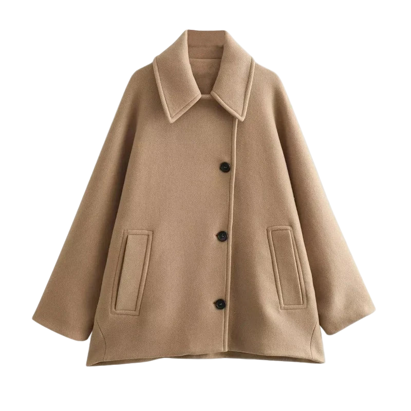 Jessy | Damen übergangsjacke | Beige Oversized Mantel in Beige