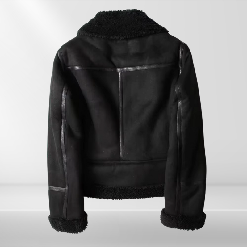 Madeleine | Sherpa-Fleece Leder-Bomberjacke