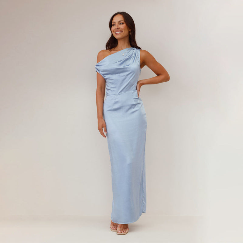 Coralie | Ein-Schulter Hochzeitsgastkleid | Midi