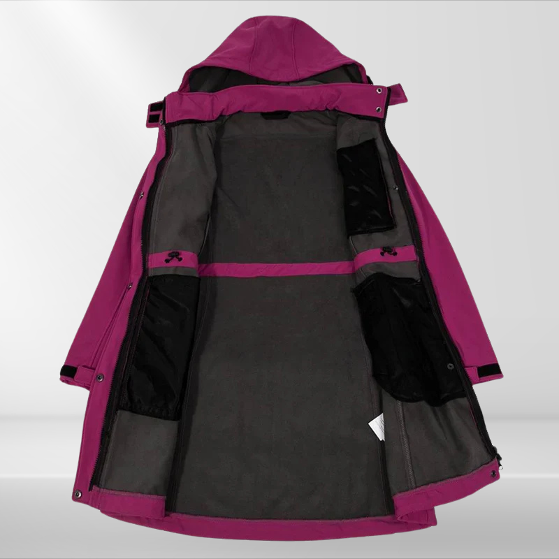 Storm | Frauen Wasserdichte Lange Softshell Outdoor-Wanderjacke mit Polar-Fleece-Futter