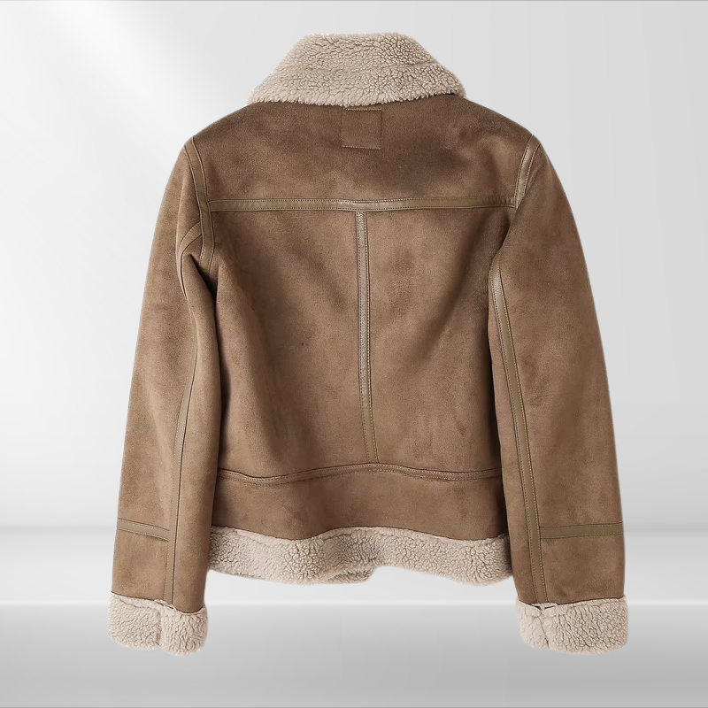 Madeleine | Sherpa-Fleece Leder-Bomberjacke