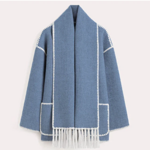 Sia | Kort jakke til kvinder med forskellige tørklæder til vinter og efterår-Blå-Sia | Veste Courte pour Femmes avec Écharpe Assortie pour l’Hiver et l’Automne - €37-Bentzen Butik