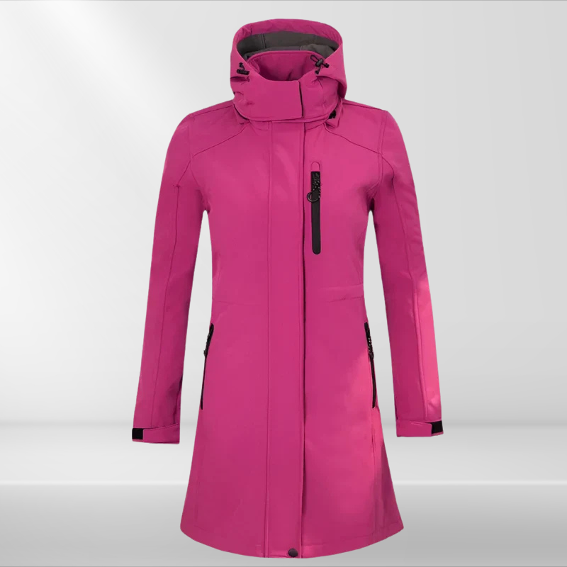 Storm | Frauen Wasserdichte Lange Softshell Outdoor-Wanderjacke mit Polar-Fleece-Futter