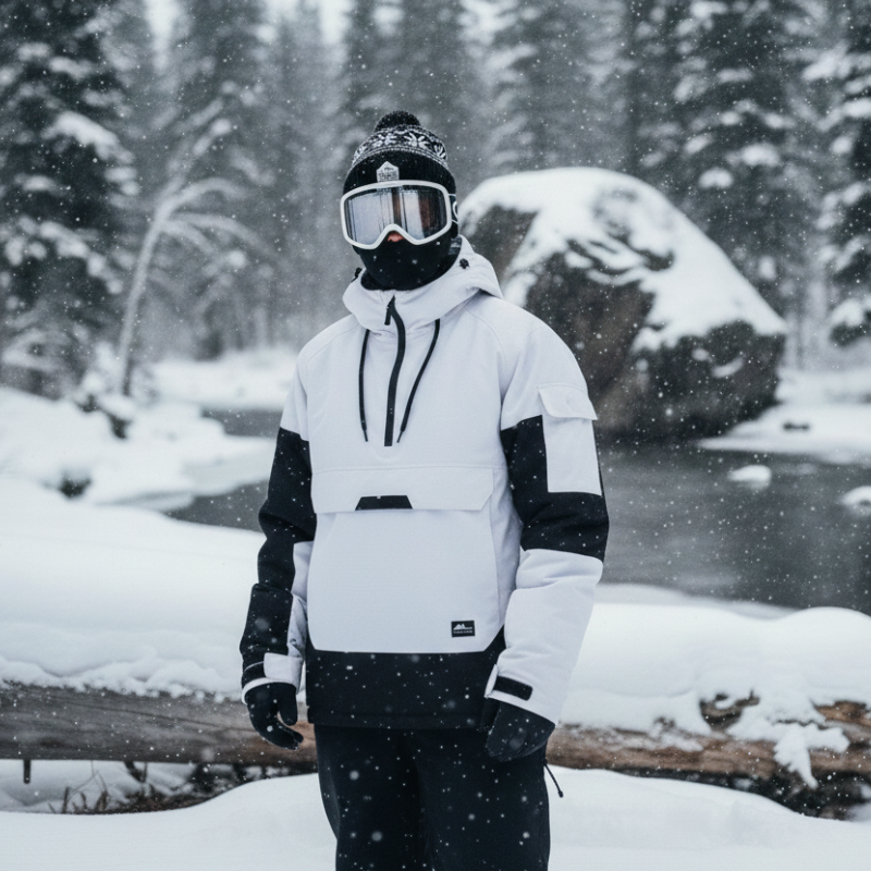 Skijacke mit Kapuze & Halbem Reißverschluss | Snowboard