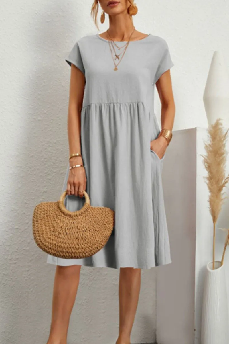 Claire | Sommerkleid Damen Patchwork – Baumwolle und Leinen