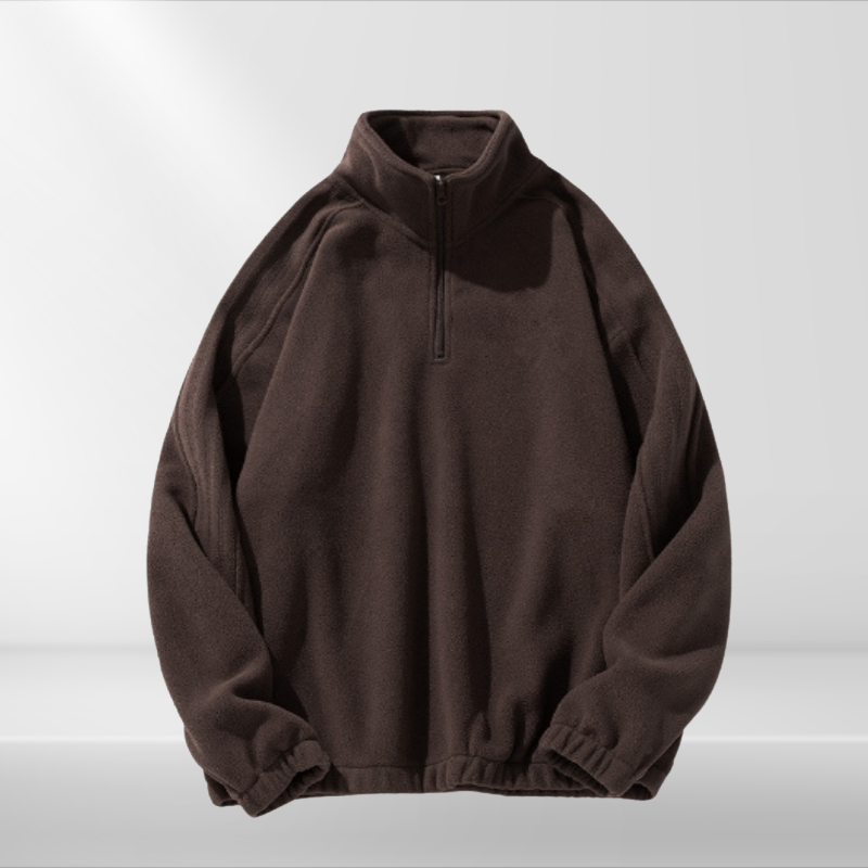 Calm | Loose-Fit-Sweatshirt für Männer mit halbem Reißverschluss und hohem Kragen