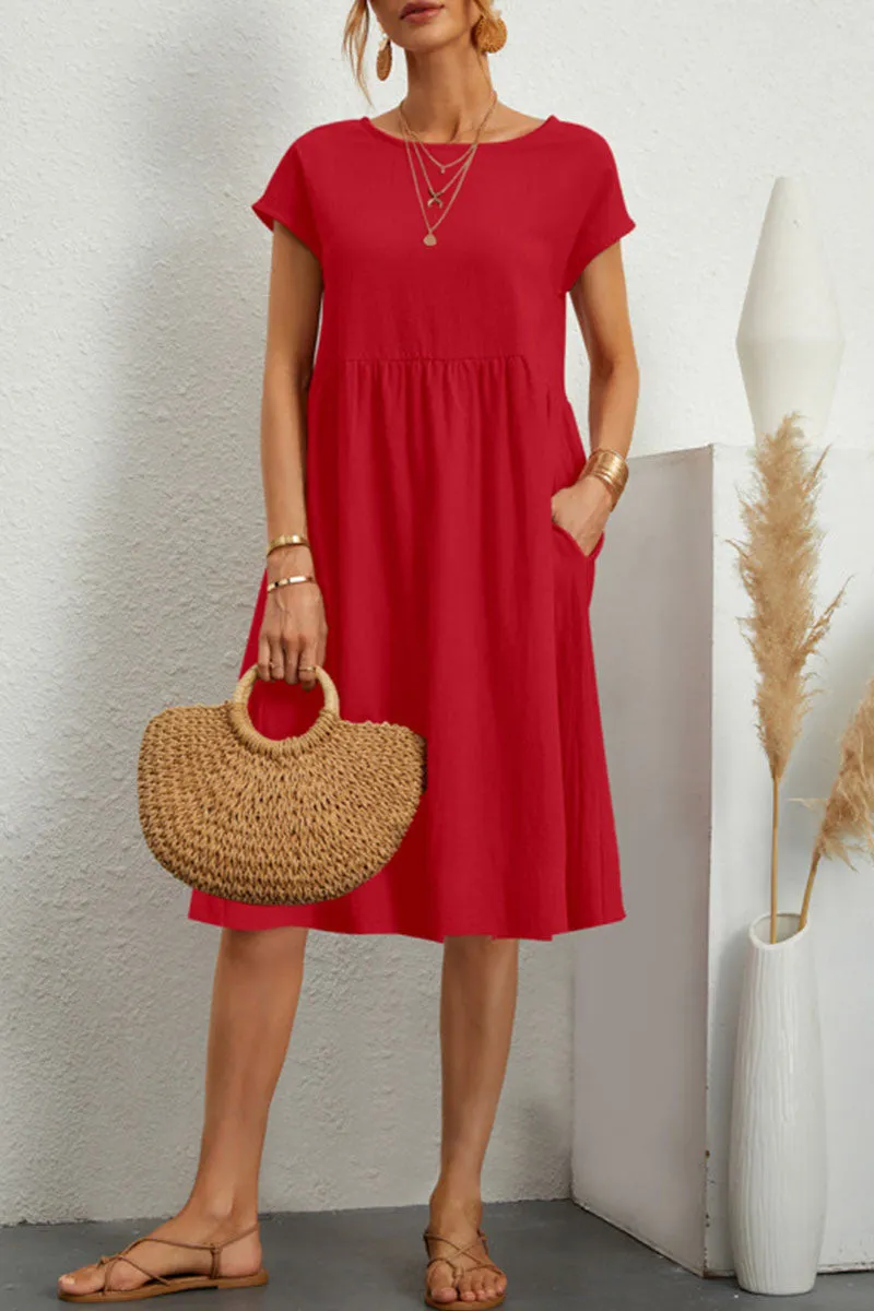 Claire | Sommerkleid Damen Patchwork – Baumwolle und Leinen
