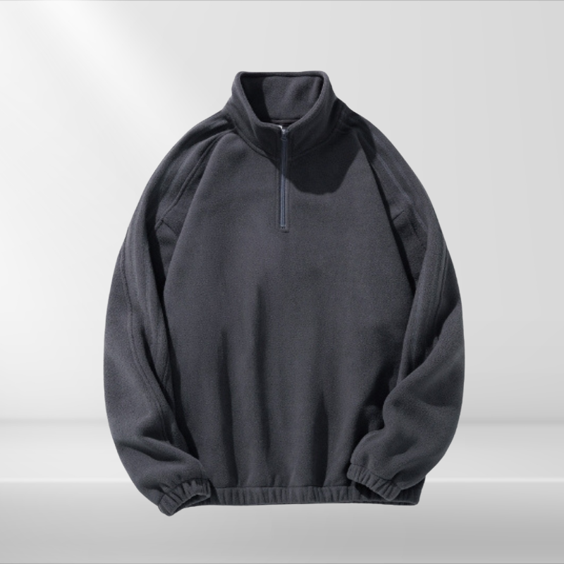 Calm | Loose-Fit-Sweatshirt für Männer mit halbem Reißverschluss und hohem Kragen