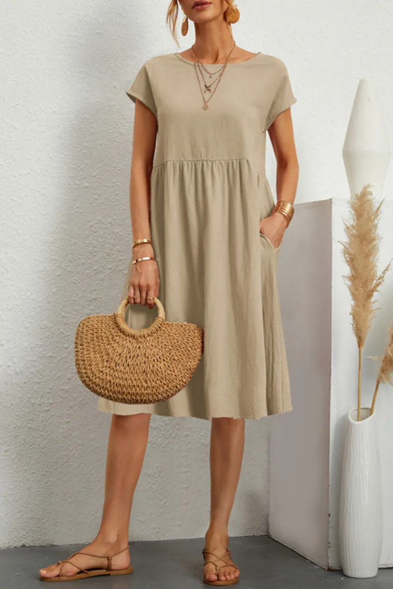 Claire | Sommerkleid Damen Patchwork – Baumwolle und Leinen