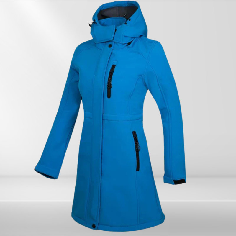Storm | Frauen Wasserdichte Lange Softshell Outdoor-Wanderjacke mit Polar-Fleece-Futter