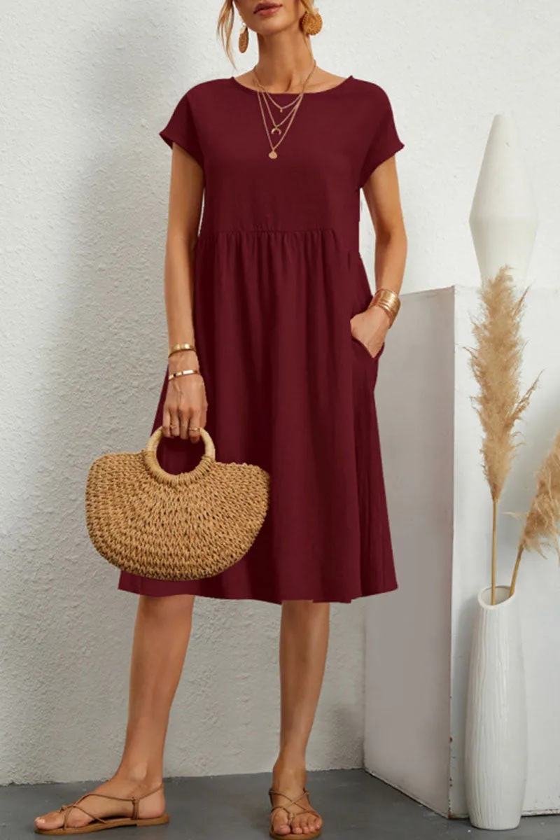 Claire | Sommerkleid Damen Patchwork – Baumwolle und Leinen