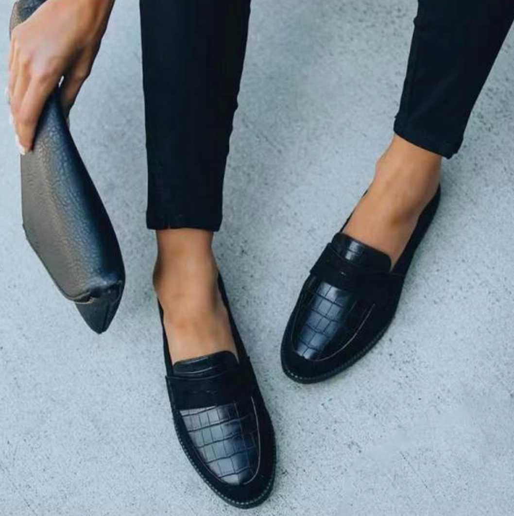 Amanada | Schwarze Krokodil-Slipper - Elegante Schuhe für Frauen-Schwarz-35-Becker Boutique