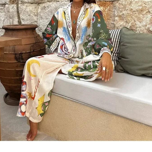 Amora | 2-teiliges Set aus weitem Hemd und Hose - seidenweich für den Urlaub-S-Becker Boutique