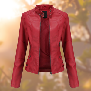 Aranka | Vegane Damen Lederjacke mit Stehkragen-Rot-XS-Becker Boutique