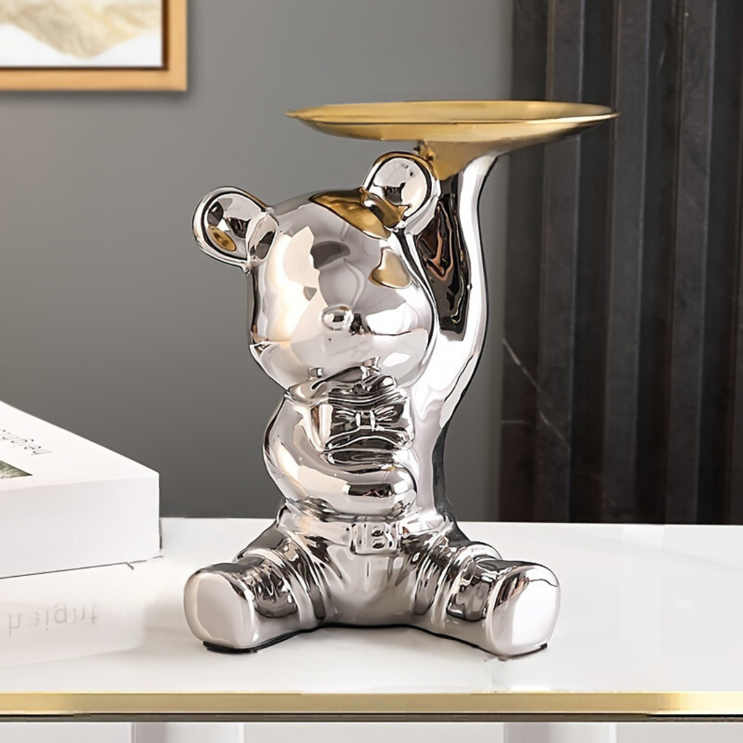 BearTray | Künstlerisches Design Aufbewahrung Ornament für das Haus-Einhändig Bär Galaxy Silber-Becker Boutique