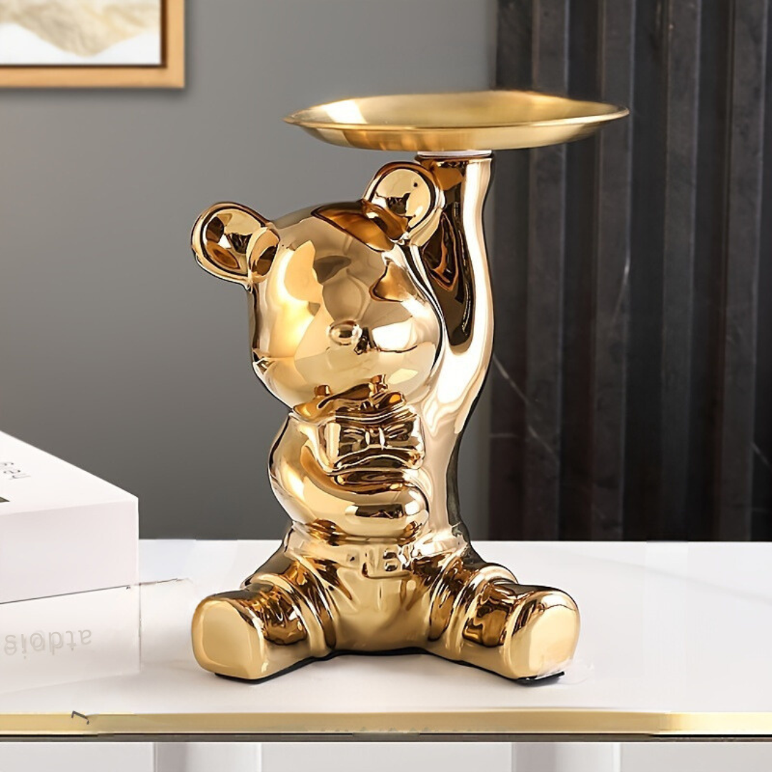 BearTray | Künstlerisches Design Aufbewahrung Ornament für das Haus-Einhändig Bär Golden-Becker Boutique