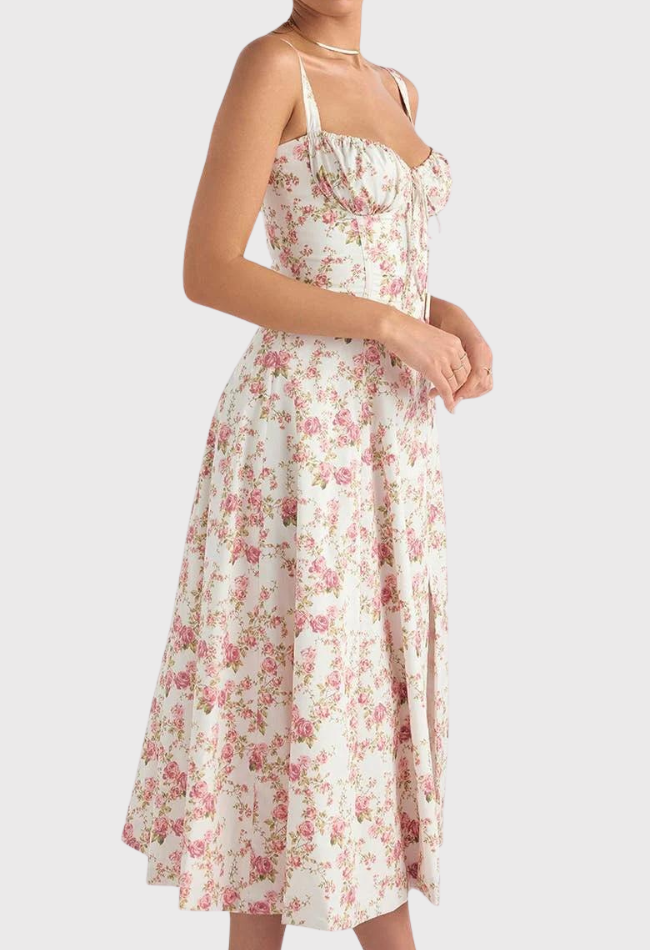 Carmen | Geblümtes Bustierkleid mit Taillenform-Becker Boutique