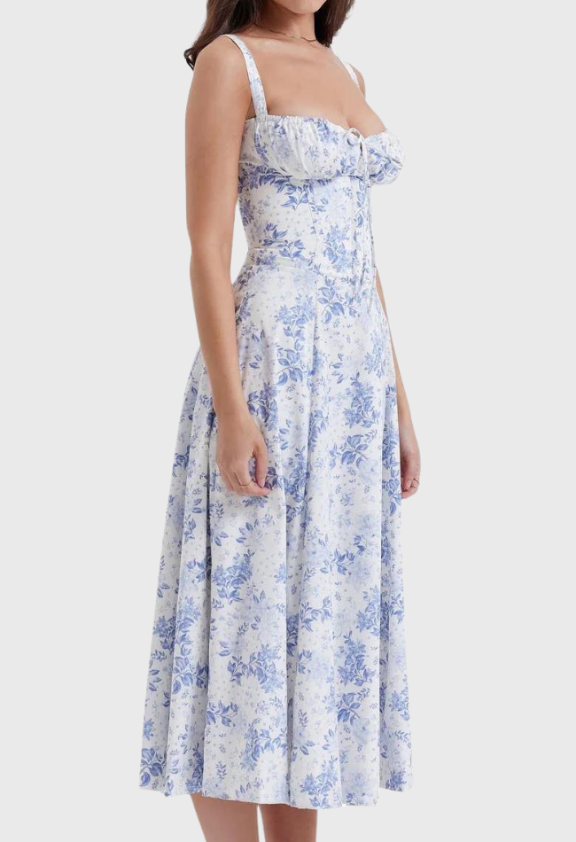 Carmen | Geblümtes Bustierkleid mit Taillenform-Becker Boutique
