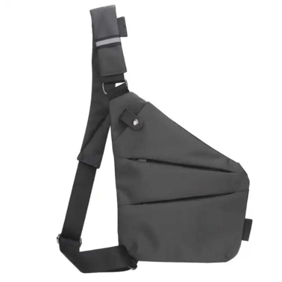 Corry | Safety Crossbody Bag für den Urlaub-Graue linke Hand-Becker Boutique