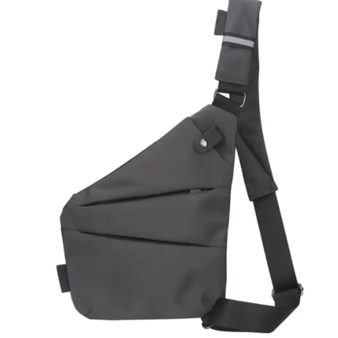 Corry | Safety Crossbody Bag für den Urlaub-Graue rechte Hand-Becker Boutique
