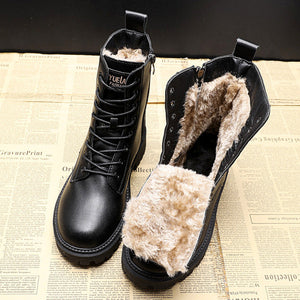 Delphine | Gefütterter Chunky Boot schwarzes Leder-Becker Boutique