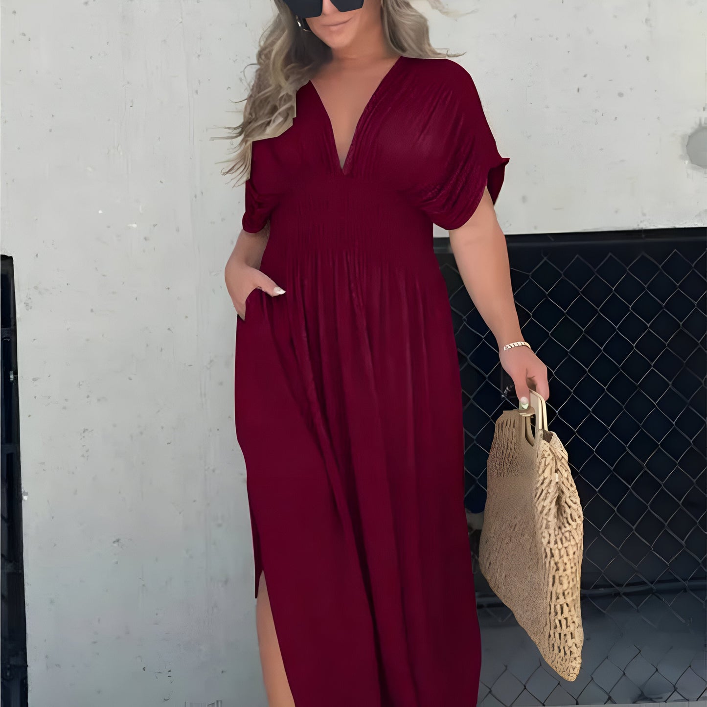 Dorothy | Lässiges Maxikleid-Rotwein-S-Becker Boutique