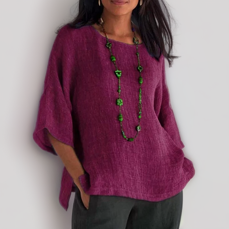 Dorte | 3/4-Ärmel-T-Shirt mit Rundhalsausschnitt-Lila-S-Becker Boutique