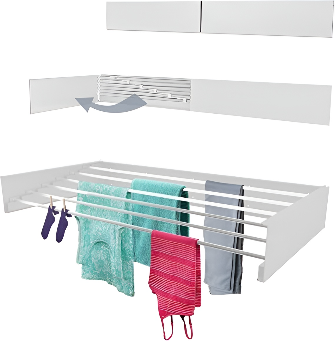 EcoDry | Zusammenklappbarer Wäscheständer für den Innen- und Außenbereich-Weiß-80 x 40 x 10 cm-Becker Boutique