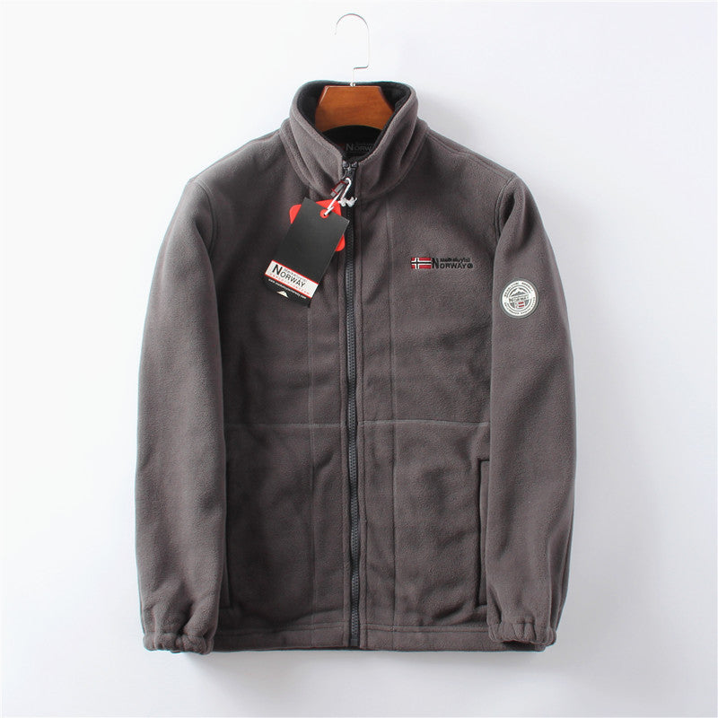Falck | Doppellagige Outdoor-Fleecejacke mit hohem Kragen-Grau-XS-Becker Boutique