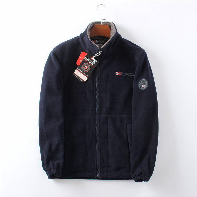 Falck | Doppellagige Outdoor-Fleecejacke mit hohem Kragen-Marineblau-XS-Becker Boutique