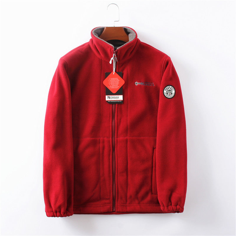 Falck | Doppellagige Outdoor-Fleecejacke mit hohem Kragen-Rot-XS-Becker Boutique