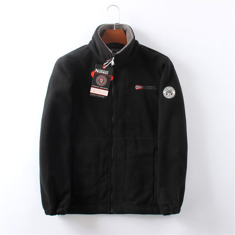 Falck | Doppellagige Outdoor-Fleecejacke mit hohem Kragen-Schwarz-XS-Becker Boutique