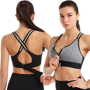 FitBra | Activewear-Sport-BH mit Frontreißverschluss-Grau-S-Becker Boutique