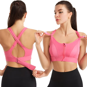 FitBra | Activewear-Sport-BH mit Frontreißverschluss-Hell-Pink-S-Becker Boutique