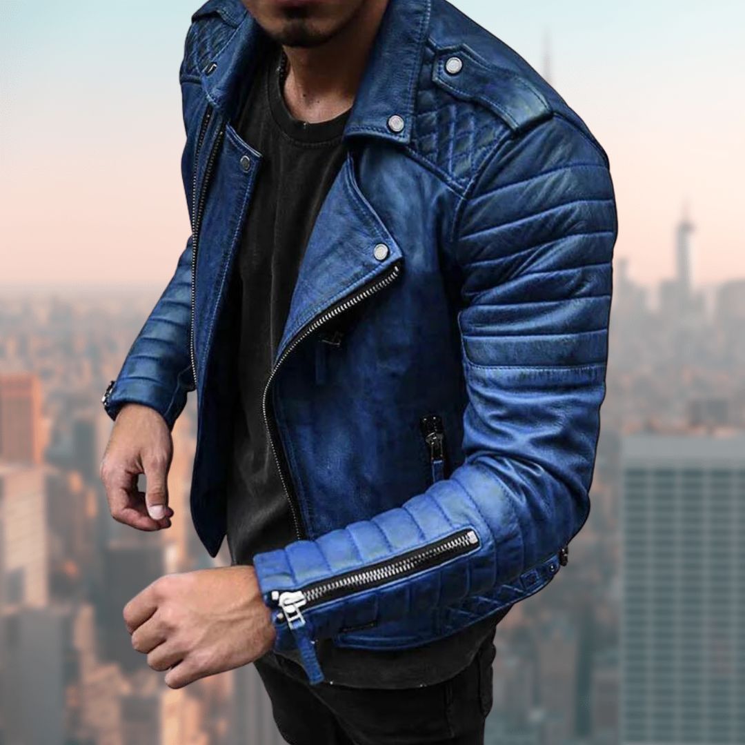Frank | Die Stylische Und Eizigartige Lederjacke-Blau-S-Becker Boutique