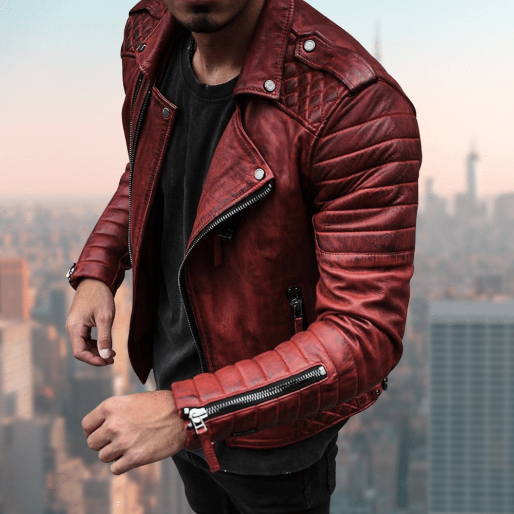 Frank | Die Stylische Und Eizigartige Lederjacke-Rot-S-Becker Boutique