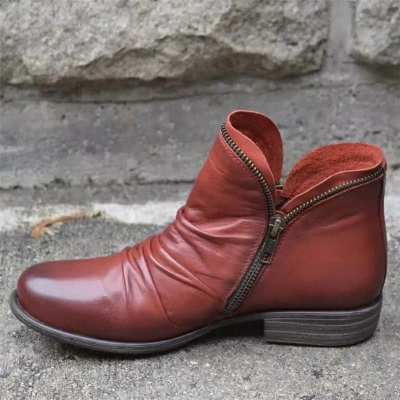 Marie | Retro Stiefeletten Damen mit seitlichem Reißverschluss